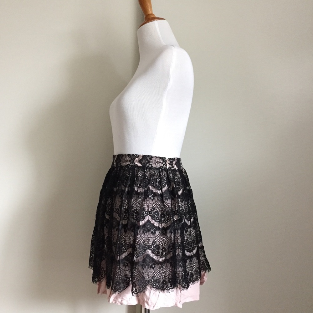 Light Pink/Black Lace Mini Skirt - Picture 2 of 4