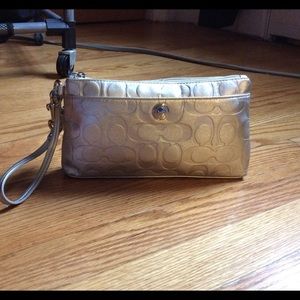 Authentic COACH silver clutch