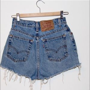Vintage High Waisted denim shorts distressed