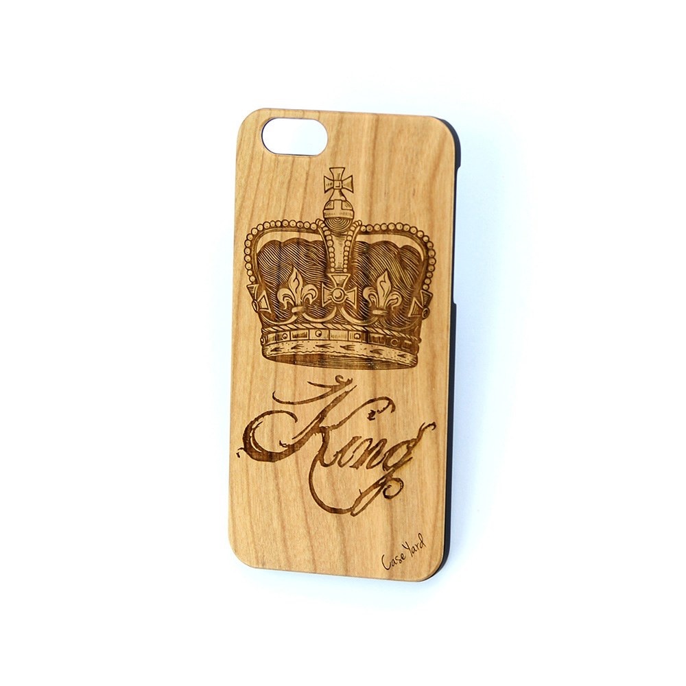NEW CHERRY WOOD iPHONE CASE WITH KING DESIGN