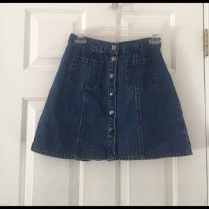 Denim button down mini skirt