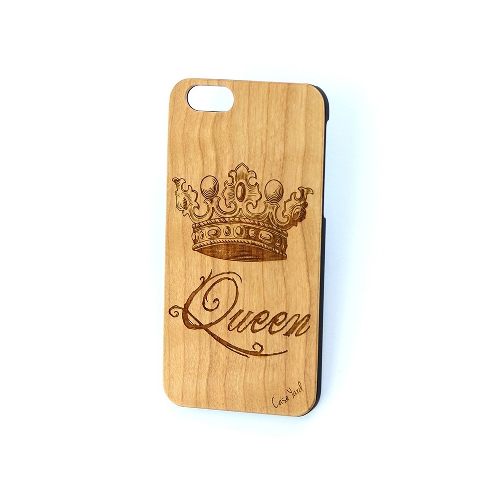 NEW CHERRY WOOD iPHONE CASE WITH QUEEN DESIGN