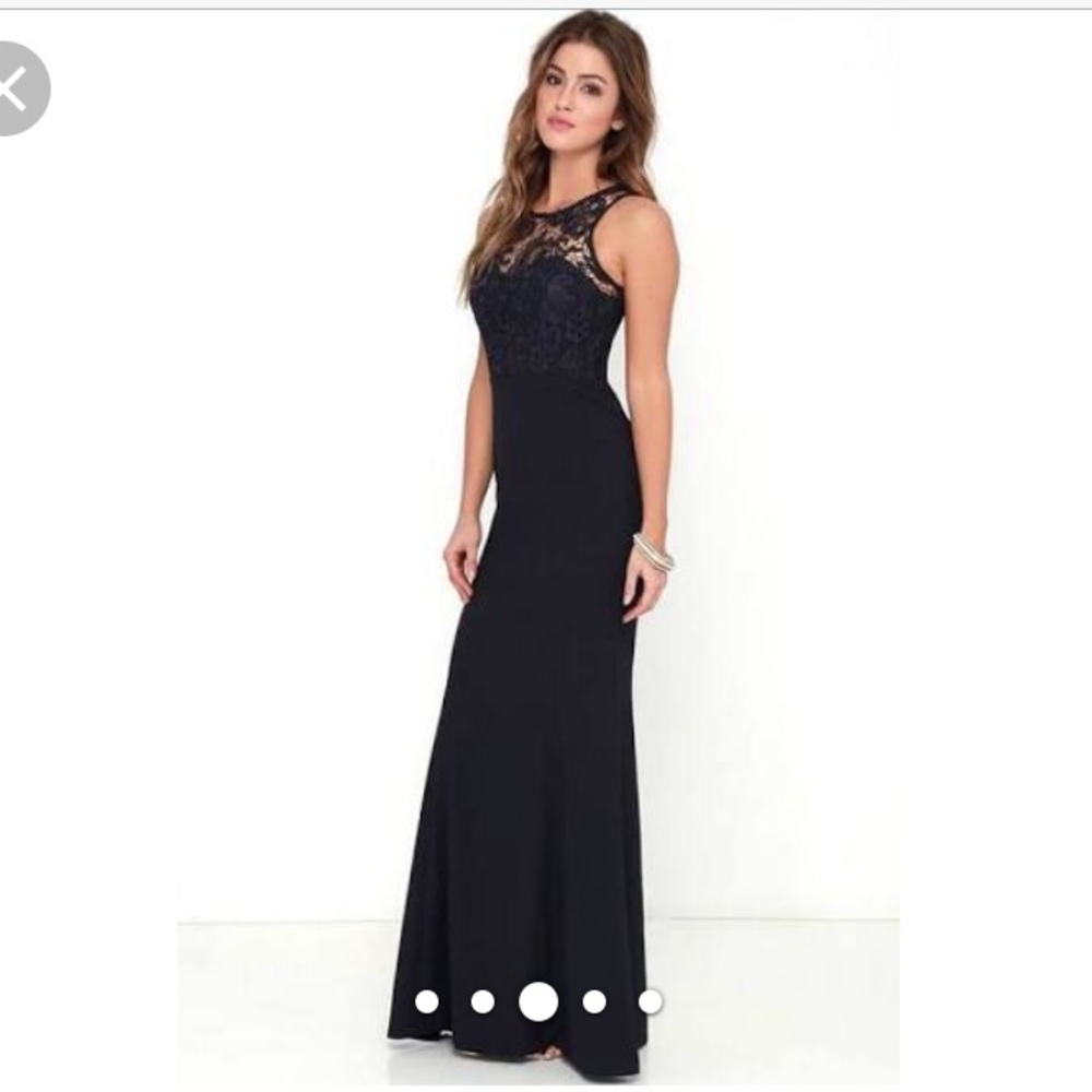 Navy blue oak and elm dress from Lulu's