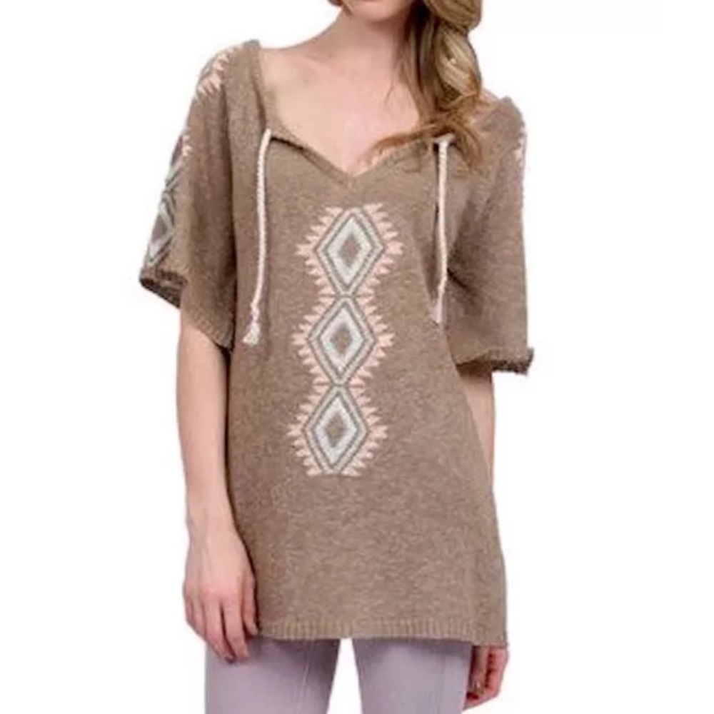 NATIVE TUNIC Short Sleeve Sweater Boho Mini Dress
