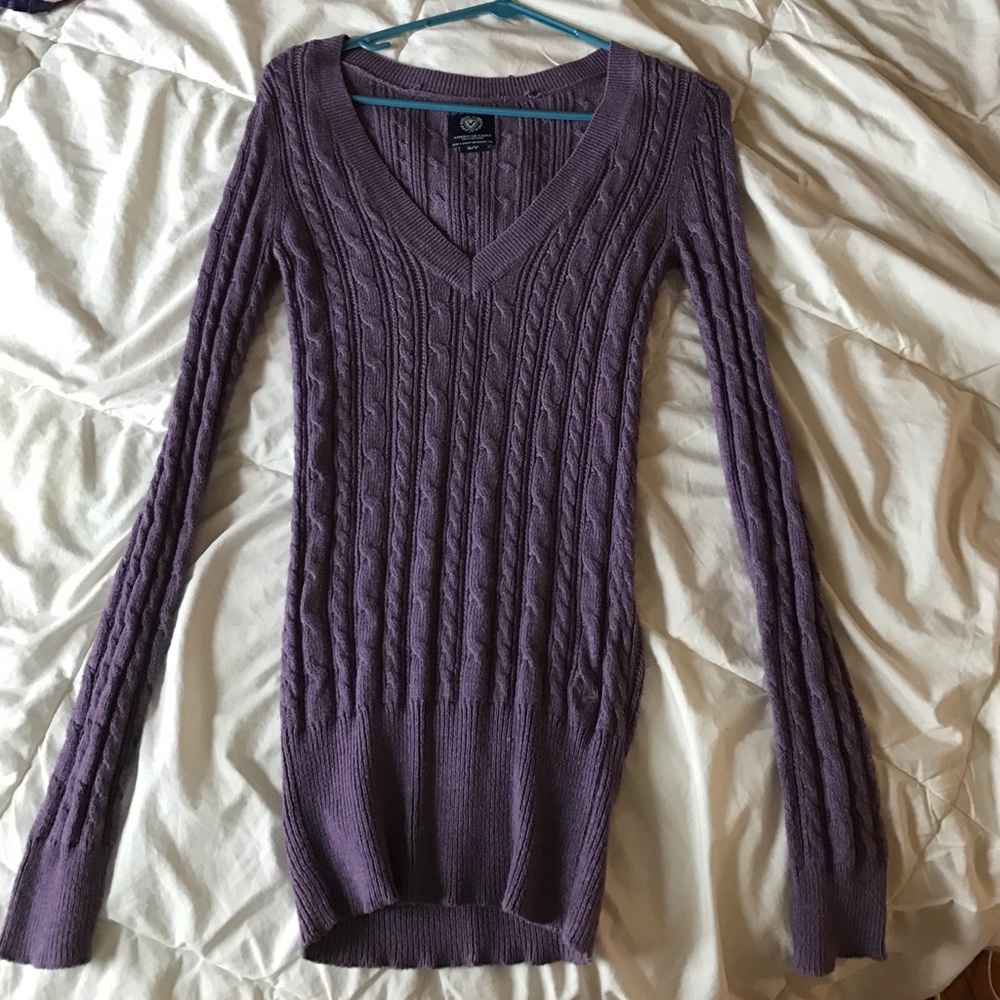 Purple cable knit sweater