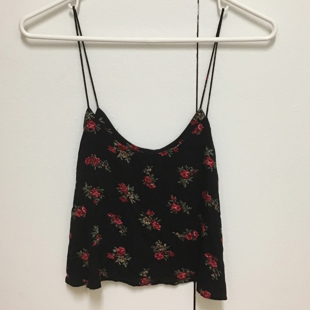 Brandy Melville Black Floral Crop Top