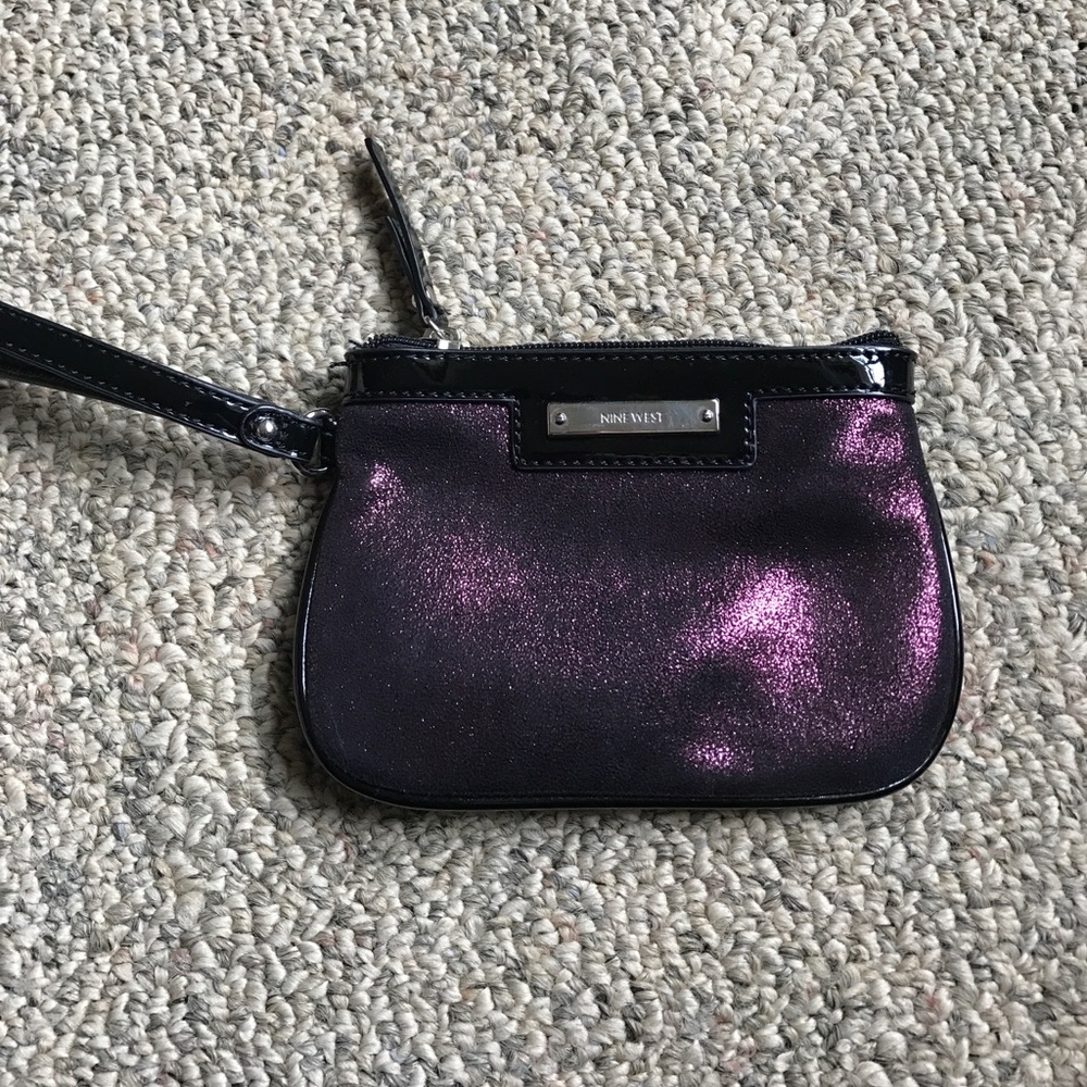Nine West purple glitter wristlet