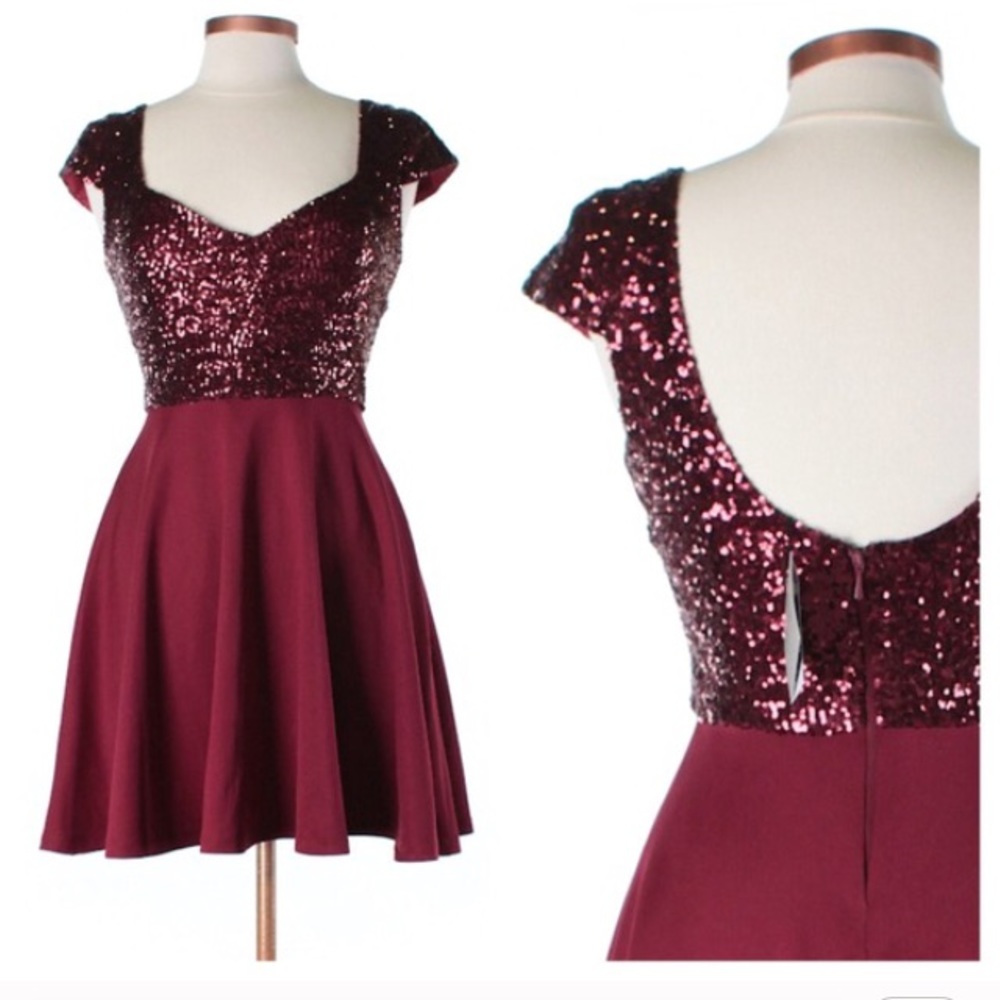 asos burgundy sequin dress