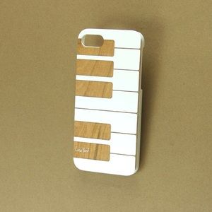 NEW CHERRY WOOD WHITE IPHONE CASE, KEYBOARD DESIGN