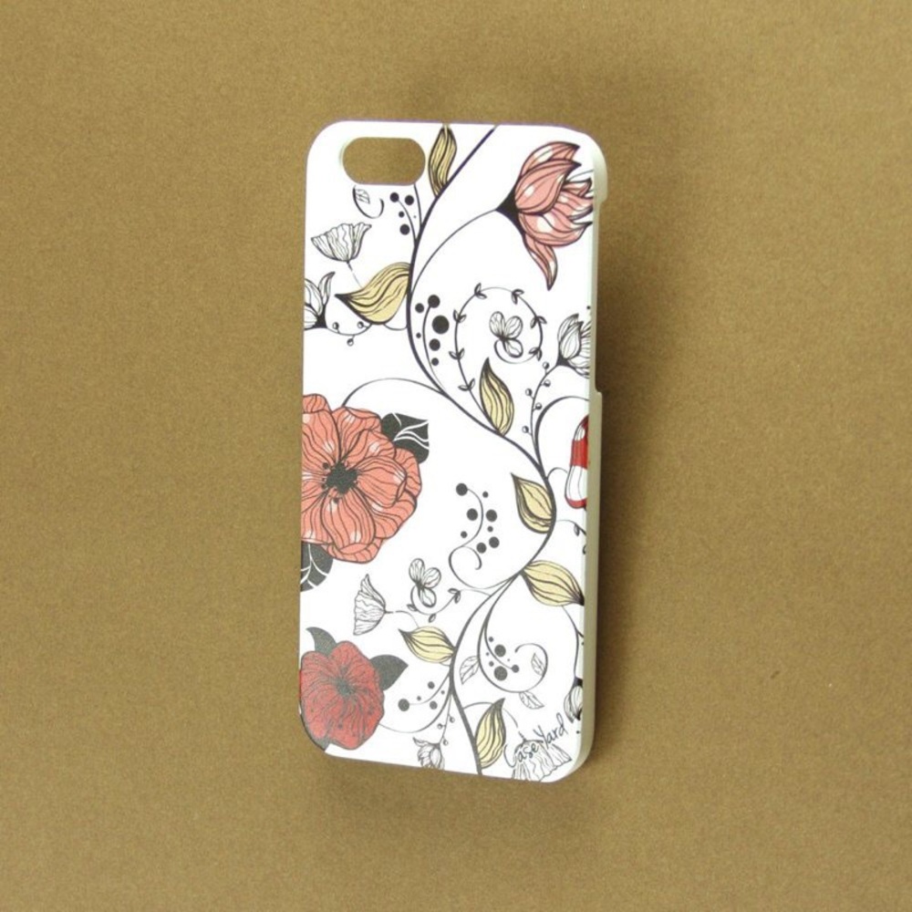 NEW CHERRY WOOD WHITE IPHONE CASE, RED FLOWER