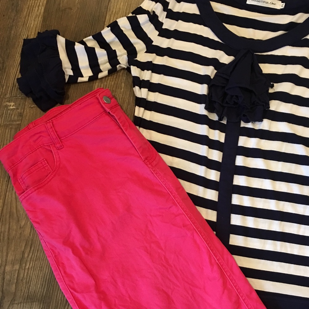 Jade McKenzie jean skirt- Hot Pink