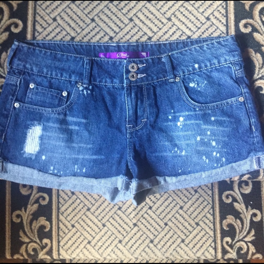 C-Pink destructed Jean shorts 11