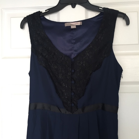 Navy Cocktail Dress with Black Lace - Picture 4 of 4