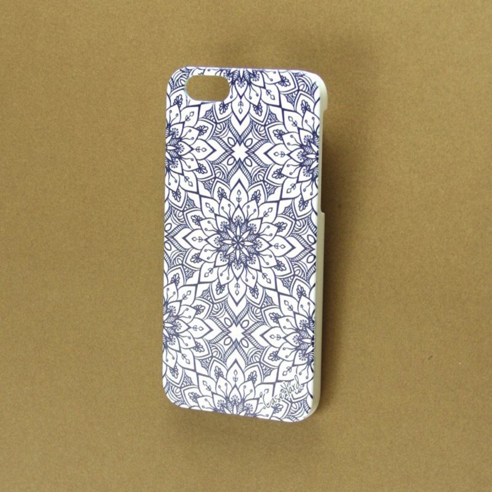 NEW CHERRY WOOD WHITE IPHONE CASE, BOHEMIAN TILE