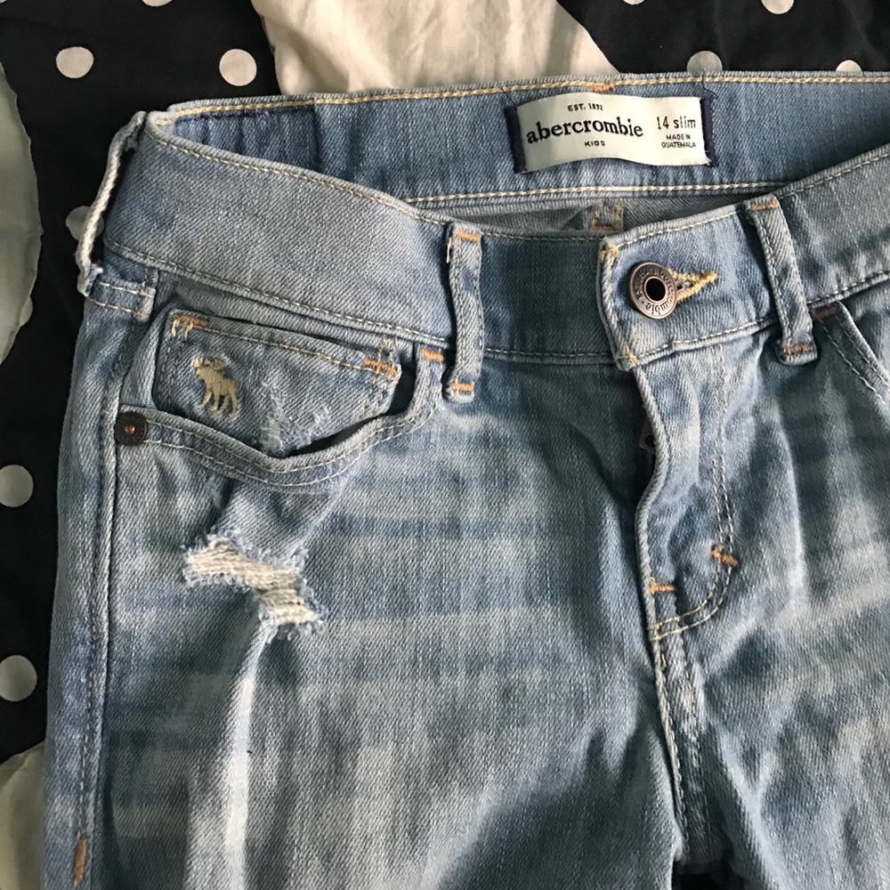 Abercrombie Kids Light Wash Distressed Jeans