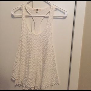 White chevron lace tank.