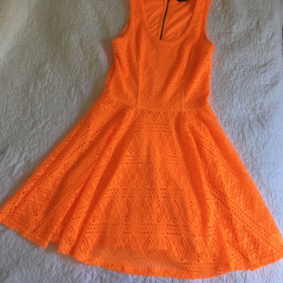 Express Neon Orange Peplum Dress - Picture 1 of 3