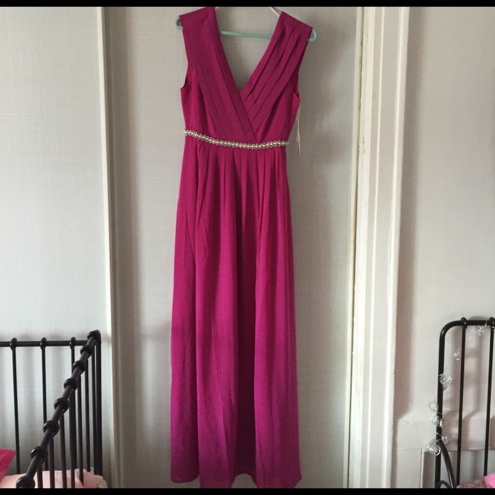 Magenta chiffon maxi dress