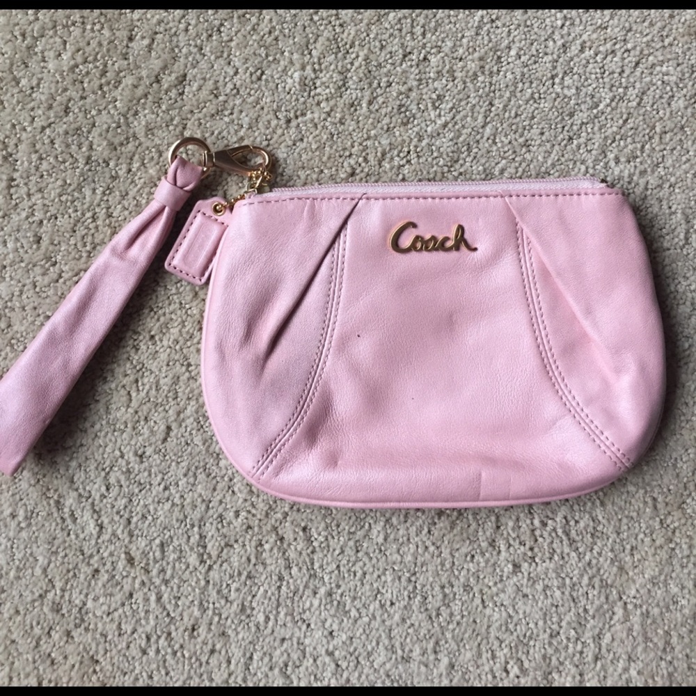 Coach Pink Leather Wristlet
