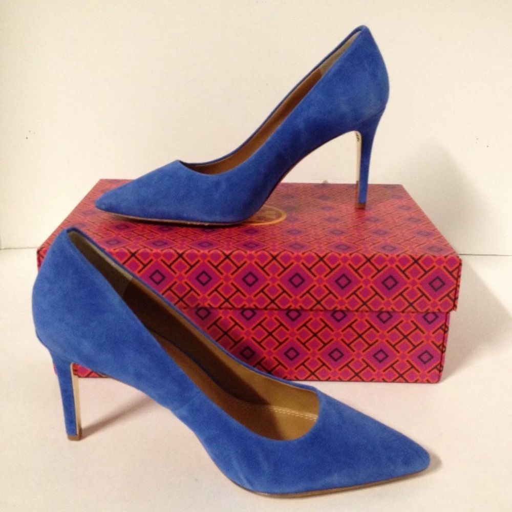 NEW! Tory Burch Elana Suede 85MM Pumps Jelly Blue