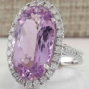 Pink Oval Halo Silver Engagement Ring