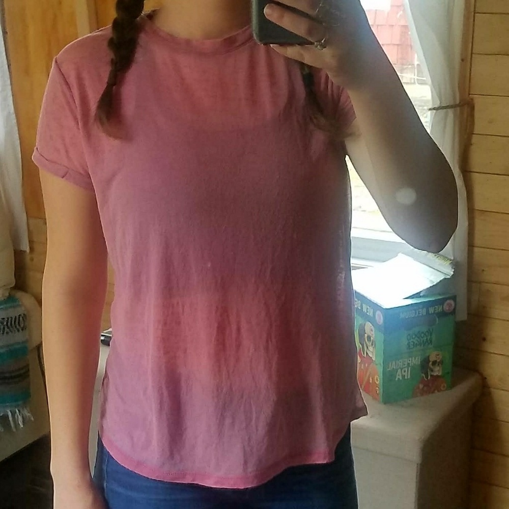 F21 sheer crew neck basic tee
