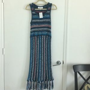 Derek Lam 10 Crosby Blue Dress with Tasseled Hem