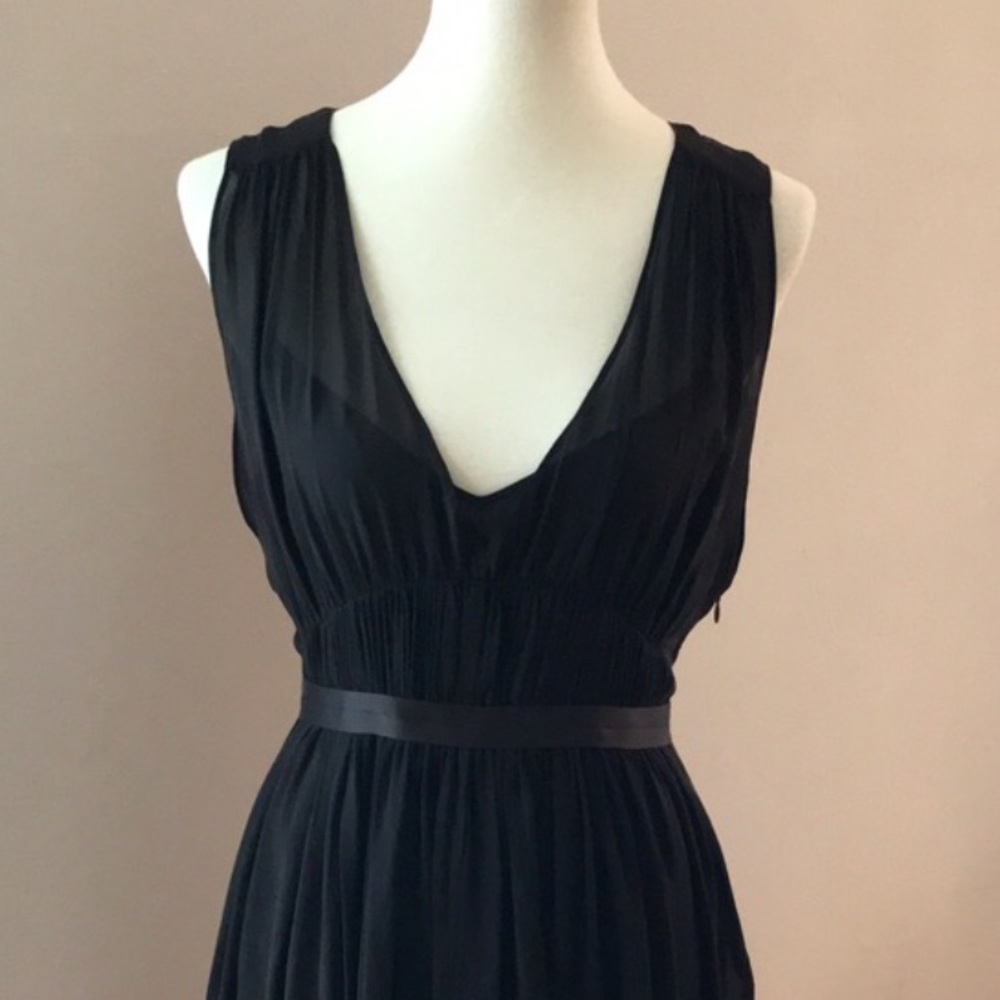 THEORY Black Silk Pleated Dress