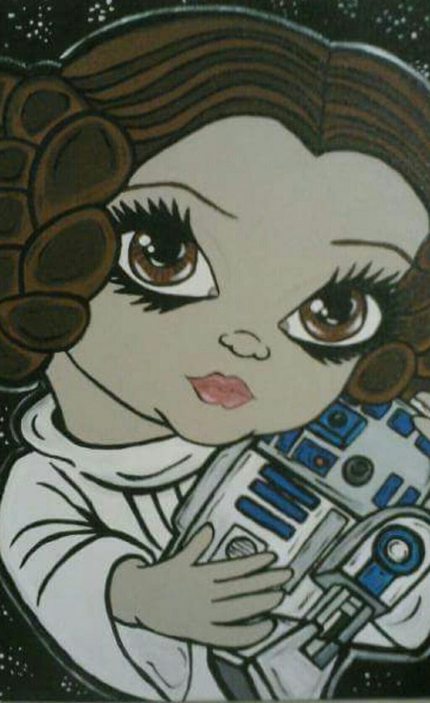 Big Eyed Princess Leia & R2D2 Canvas Artwork