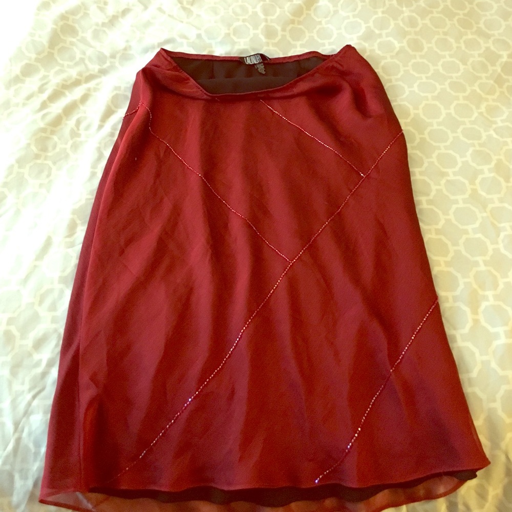 Laundry brand burgundy beaded skirt