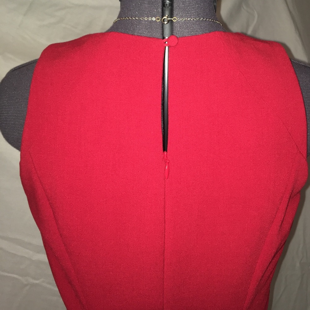LOFT Pleated Red A-line Dress - Picture 4 of 4