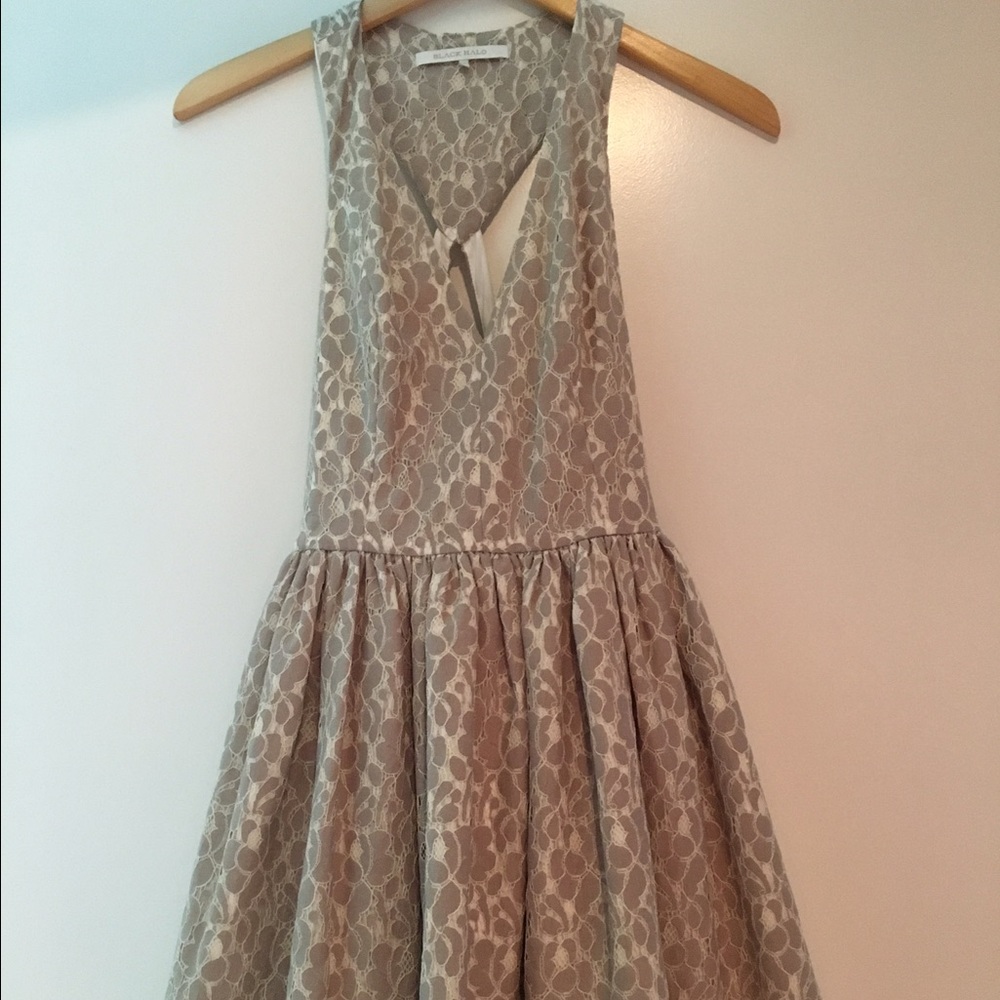 Black Halo taupe laced dress