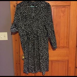 Cute print dress with drawstring and pockets