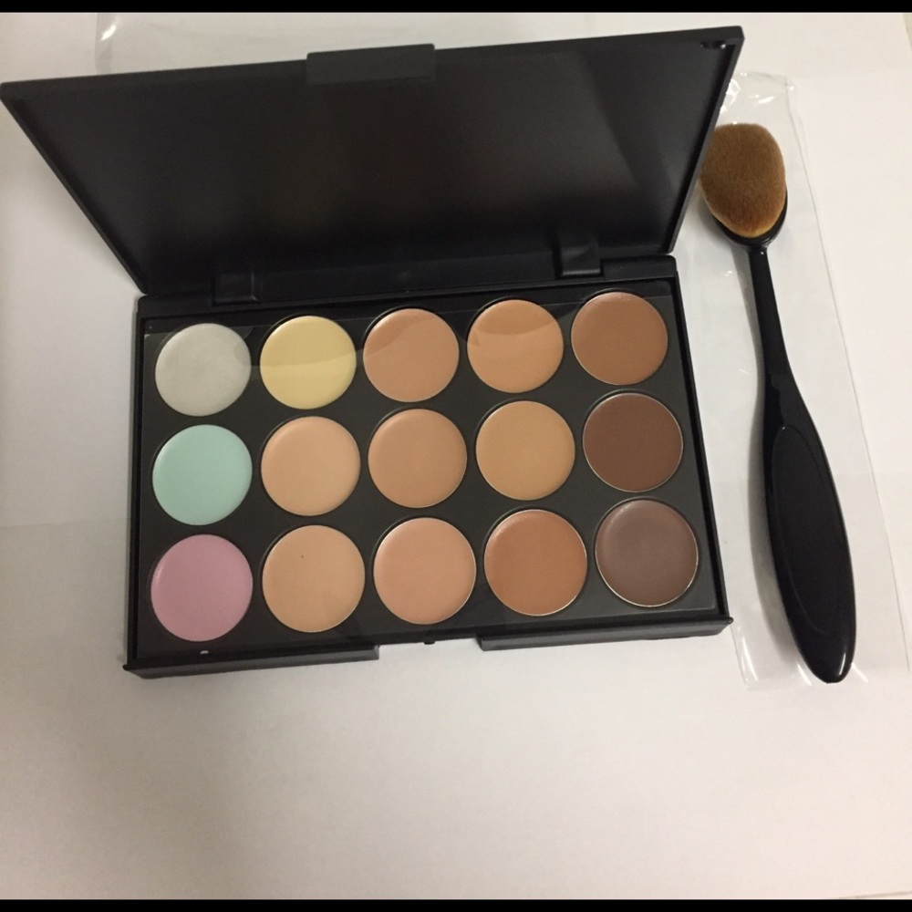 15 colors matte contour makeup + oval brush
