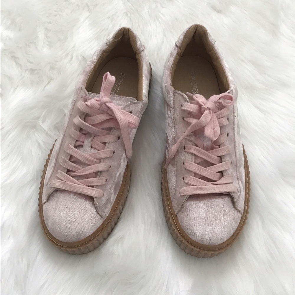 Public Desire pink velvet sneakers