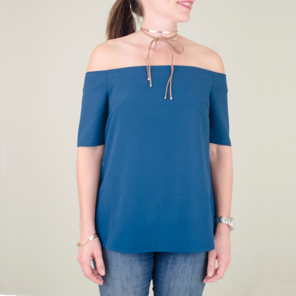 Blue Off The Shoulder Top