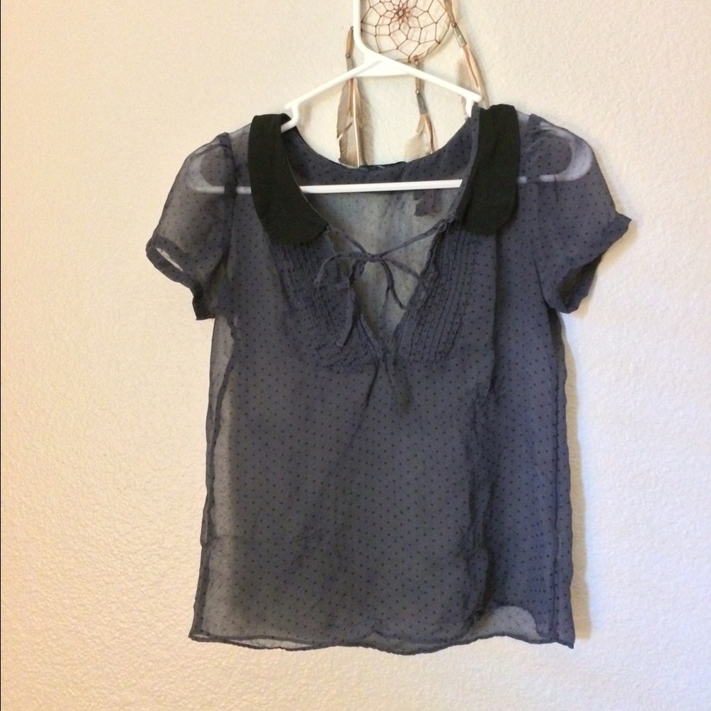 🍩Sheer Collard Polka-Dot Blouse🍩