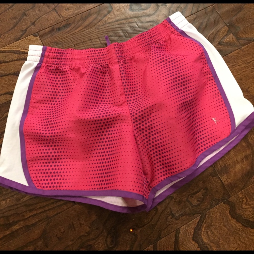 Athletic shorts- pink with purple polka dots