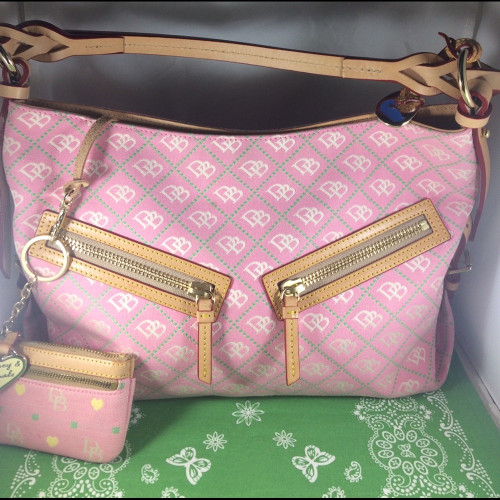 Pink and Green Dooney and Bourke satchel