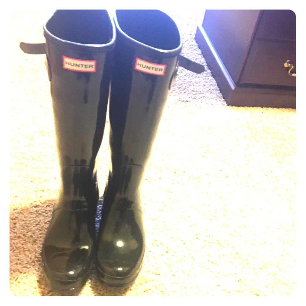 Hunter boots black size 11 womens gloss