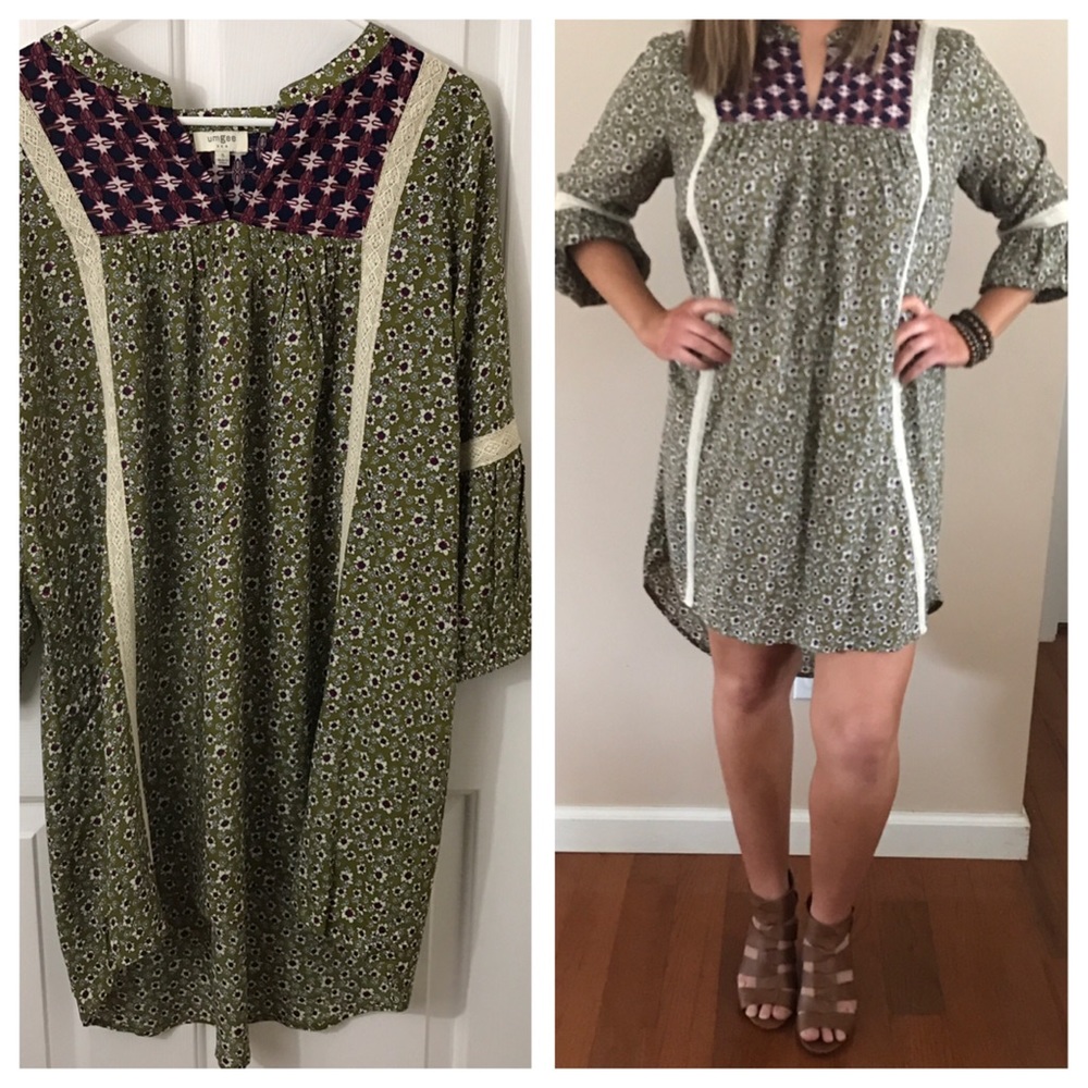 Umgee USA Olive Green Boho Dress