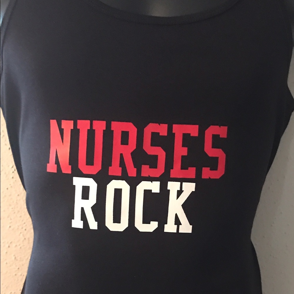 S&K Tshirts "Nurses Rock" Black Tank Top, Woman L