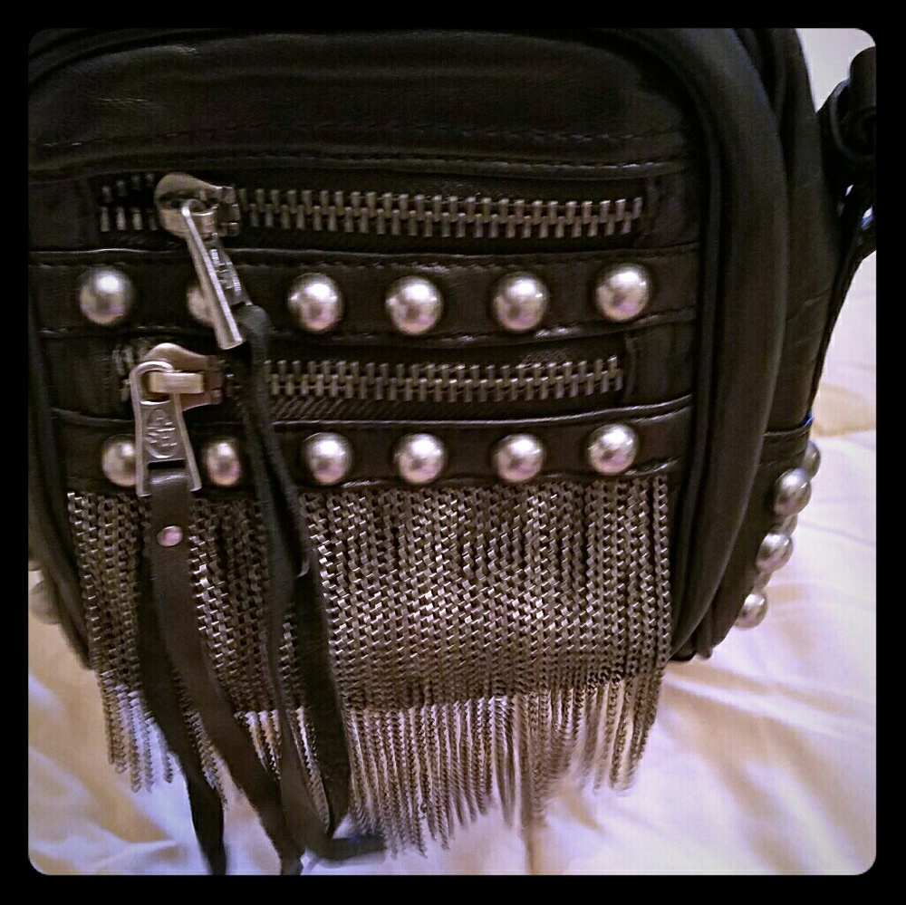 Ash Leather, studded cross body Handbag