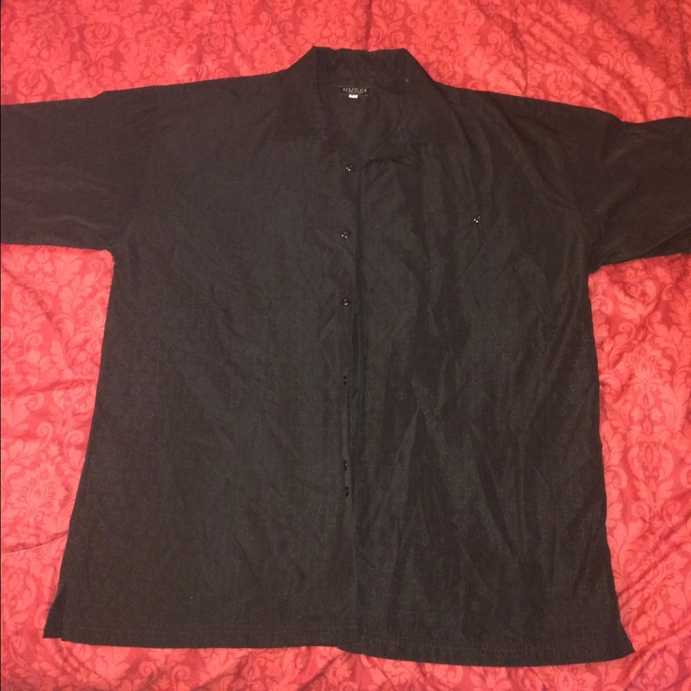Black Gucci Button up Short Sleeve Shirt