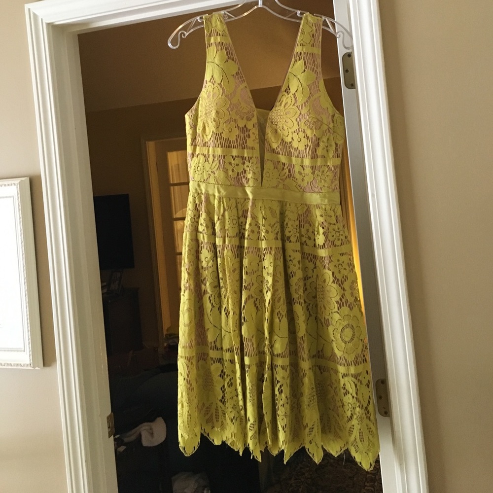 Misguided short yellow lace dress