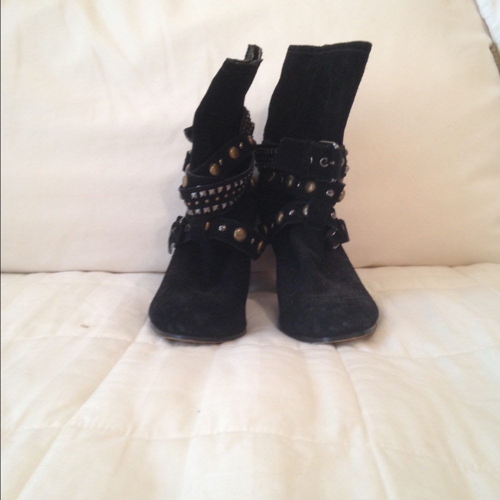 Edgy suede studded booties