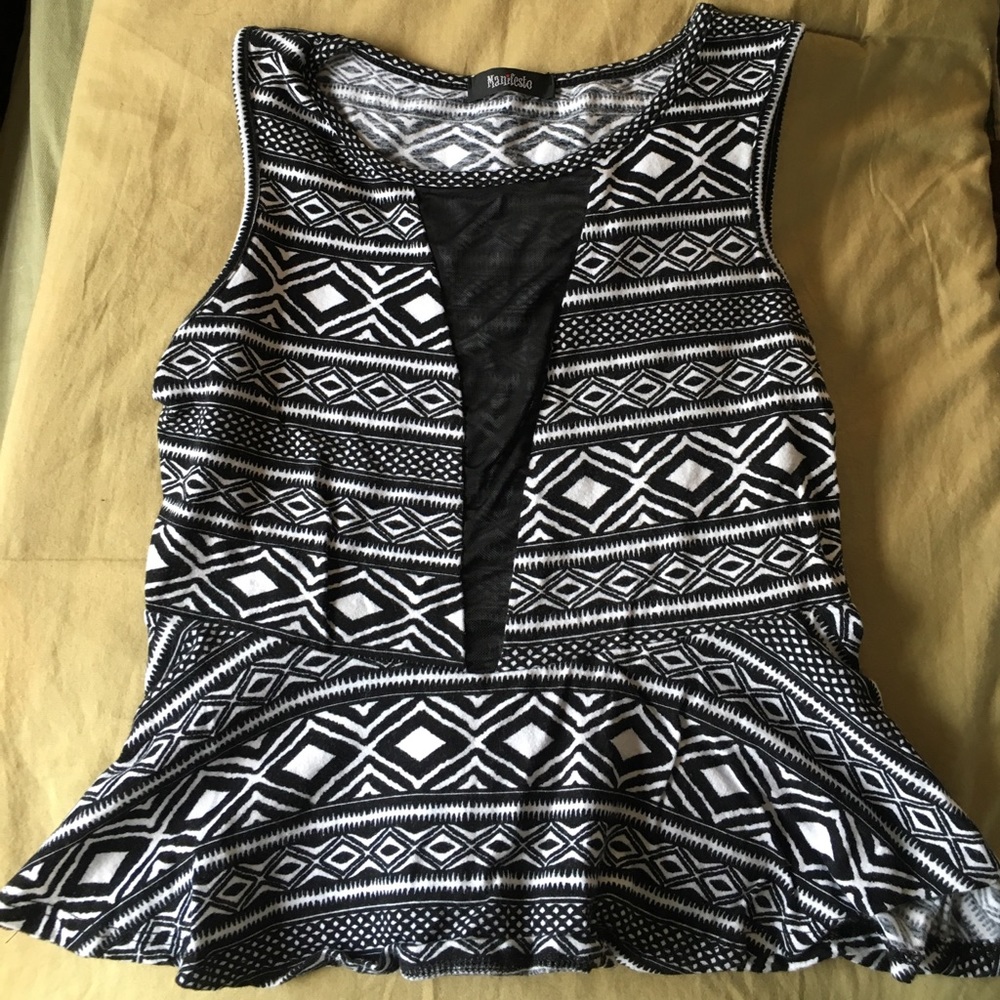 Peplum tribal print crop top