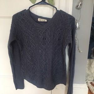 V neck, knit blue sweater