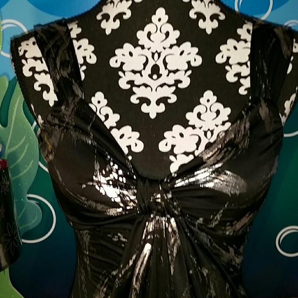 NWT Taboo body con drape silver& blk evening dress - Picture 2 of 8