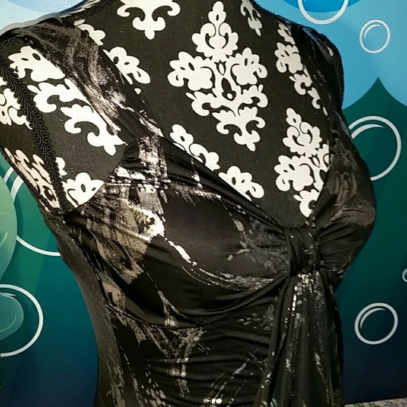 NWT Taboo body con drape silver& blk evening dress - Picture 3 of 8